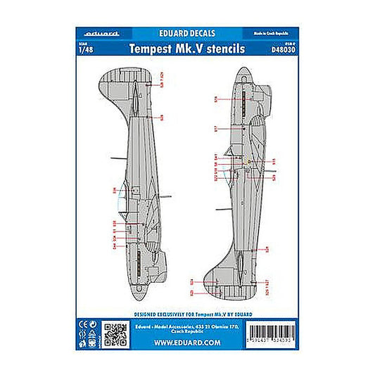 eduard d48030 1 48 decal tempest mk v stencils for eduard