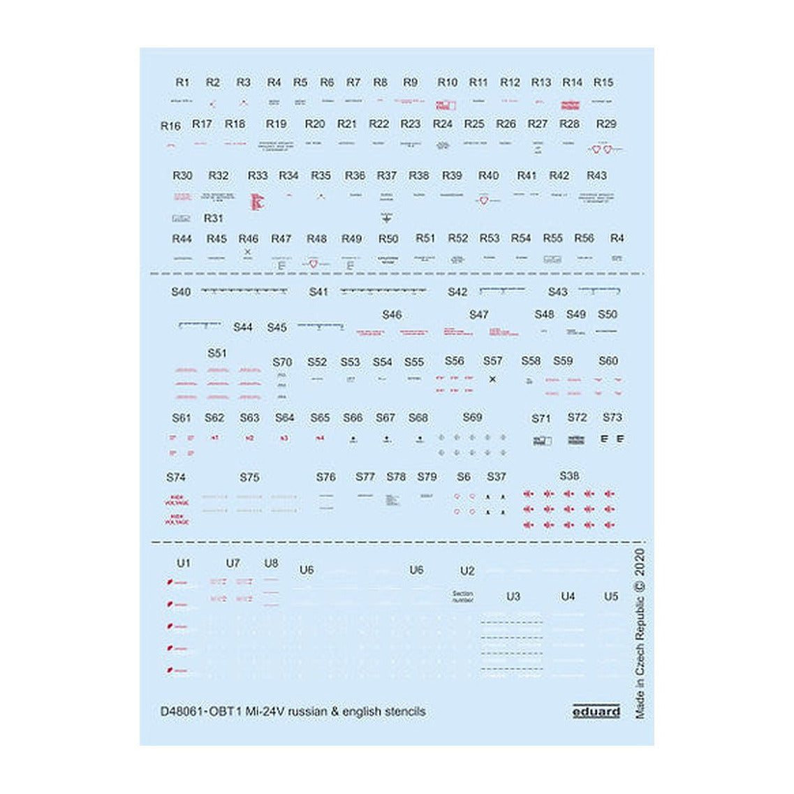 eduard d48061 1 48 mi 24v stencils russian english for zvezda