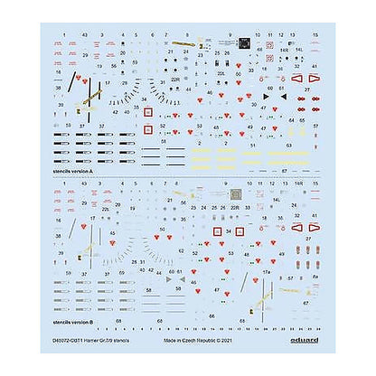 eduard d48072 1 48 decal harrier gr 7 9 stencils for revell hasegawa