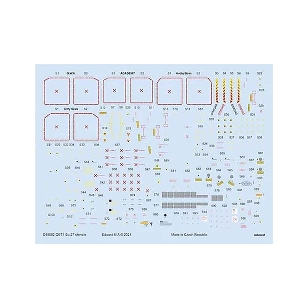 eduard d48082 1 48 decal su 27 stencils for academy kittyhawk hobby