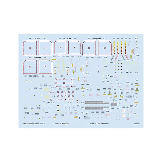 eduard d48082 1 48 decal su 27 stencils for academy kittyhawk hobby
