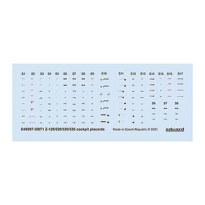 eduard d48097 1 48 decal z 126 226 326 526 cockpit placards for eduard