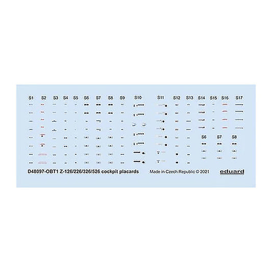 eduard d48097 1 48 decal z 126 226 326 526 cockpit placards for eduard