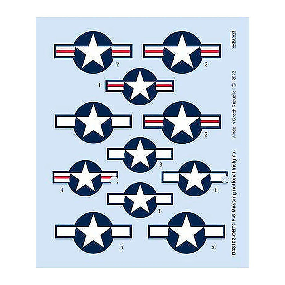 eduard d48102 1 48 decal f 6 mustang national insignia for eduard