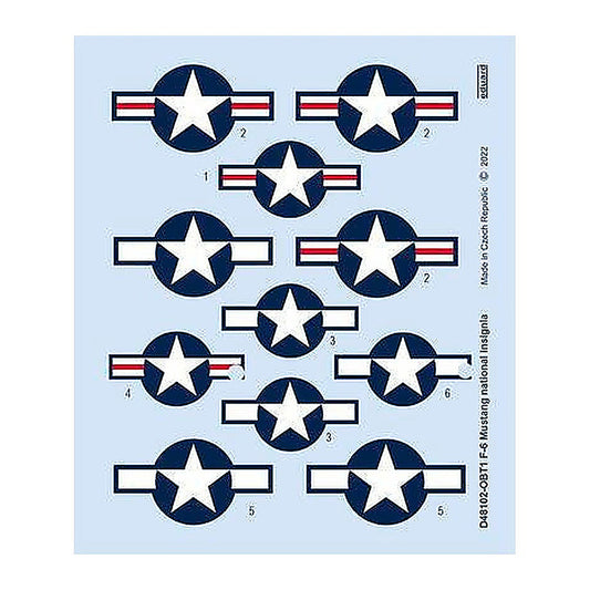 eduard d48102 1 48 decal f 6 mustang national insignia for eduard
