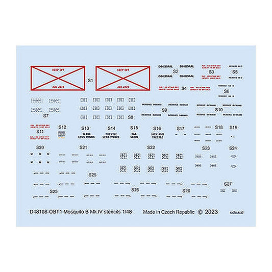 eduard d48108 1 48 mosquito b mk iv stencils for tamiya revell