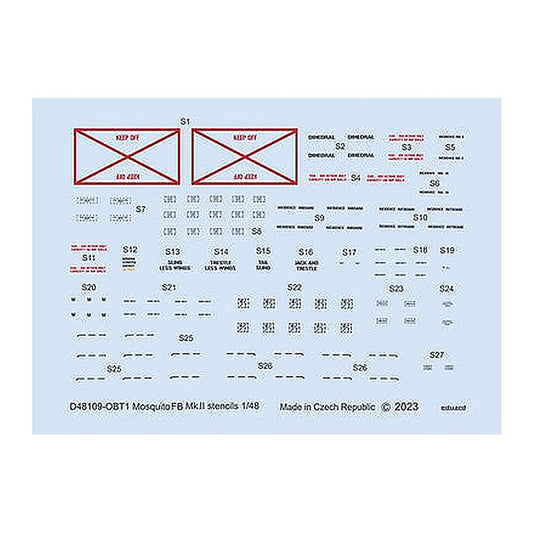 eduard d48109 1 48 decal mosquito fb mk ii stencils for tamiya