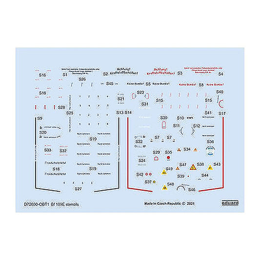 eduard d72030 1 72 bf 109e stencils for special hobby tamiya airfix