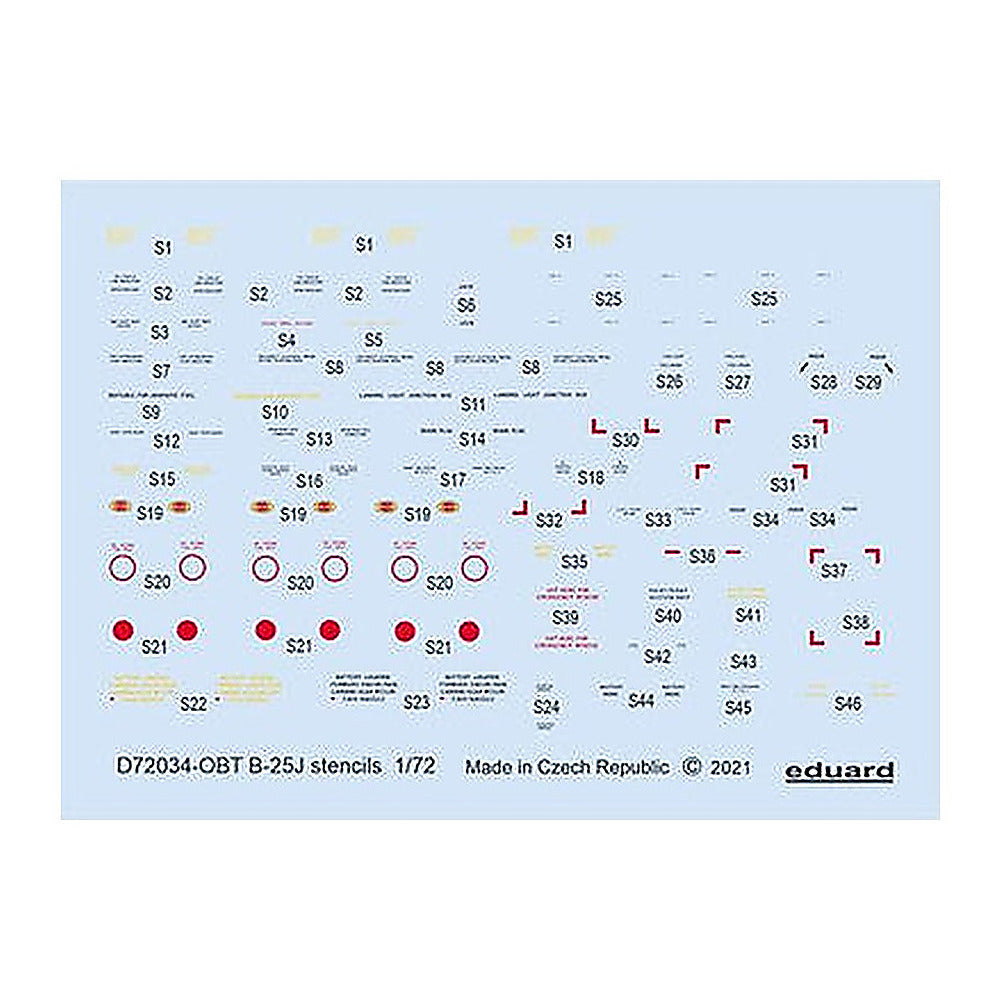 eduard d72034 1 72 decal b 25j stencils for hasegawa revell