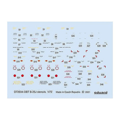 eduard d72034 1 72 decal b 25j stencils for hasegawa revell