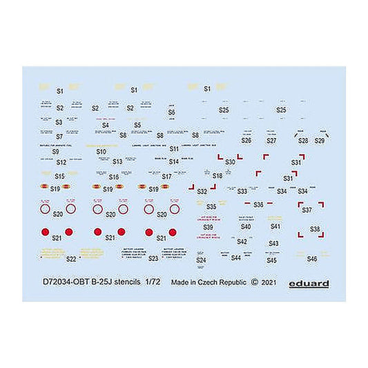 eduard d72034 1 72 decal b 25j stencils for hasegawa revell