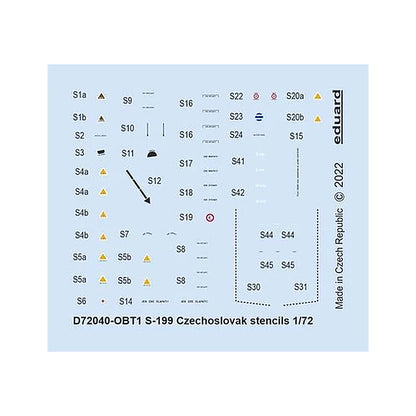 eduard d72040 1 72 decal s 199 czechoslovak stencils for eduard