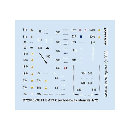 eduard d72040 1 72 decal s 199 czechoslovak stencils for eduard