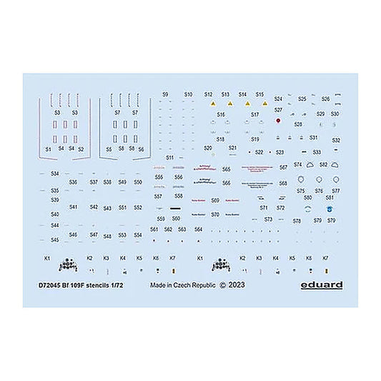 eduard d72045 1 72 decal bf 109f stencils for eduard