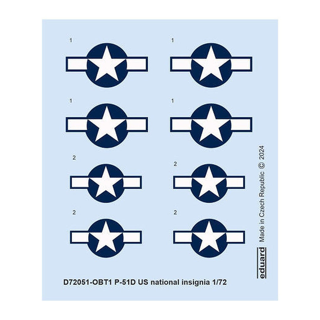 eduard d72051 1 72 p 51d us national insignia decal for eduard