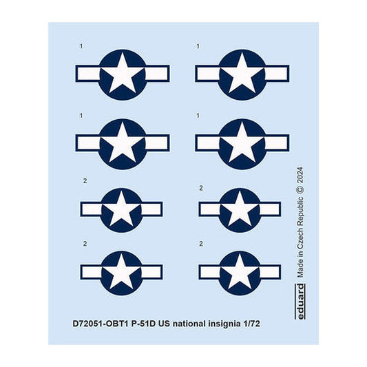eduard d72051 1 72 p 51d us national insignia decal for eduard