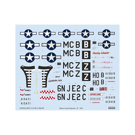 eduard d72053 1 72 p 51d 5 8th af decal for eduard