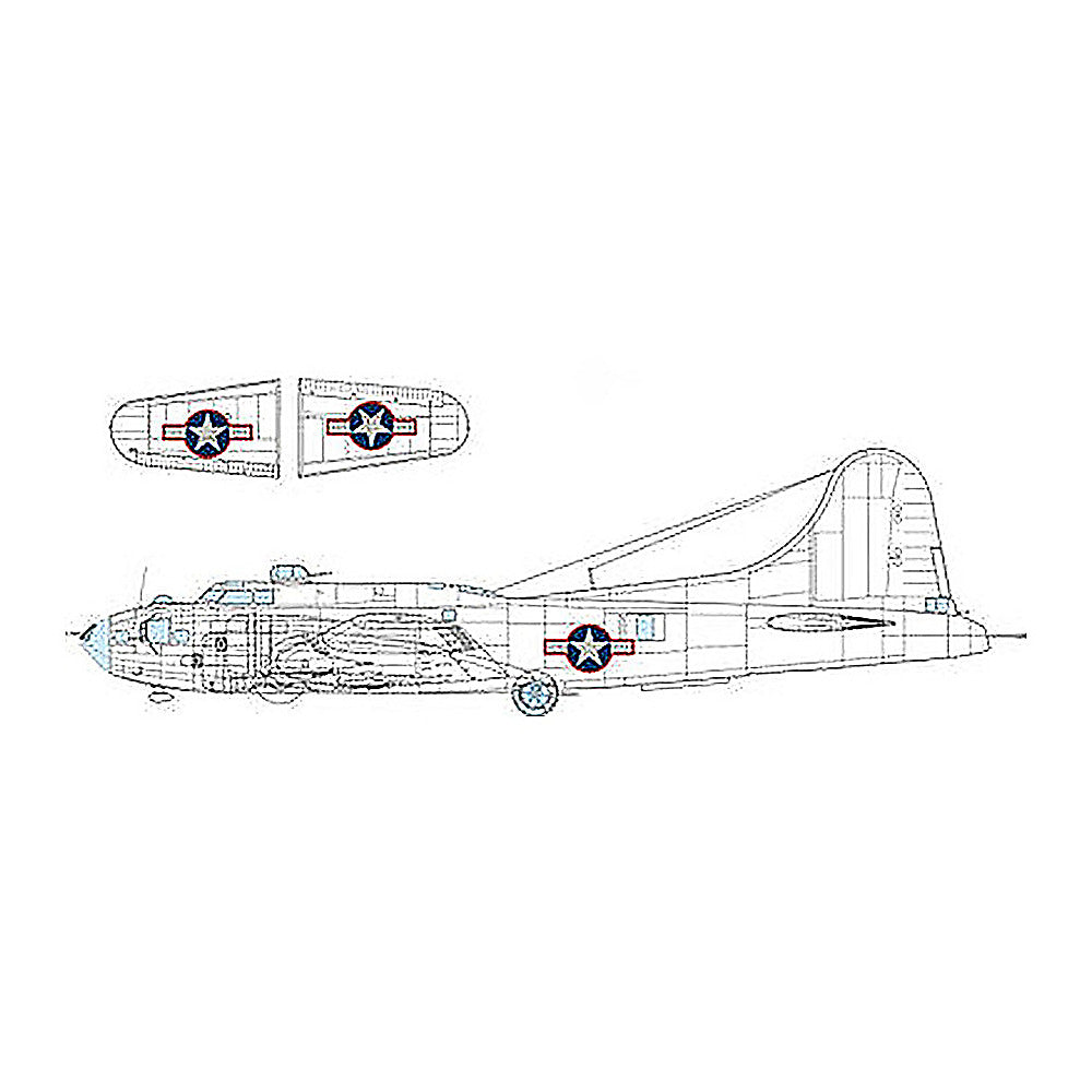 eduard ex1054 1 48 b 17f us national insignia w red outline mask for