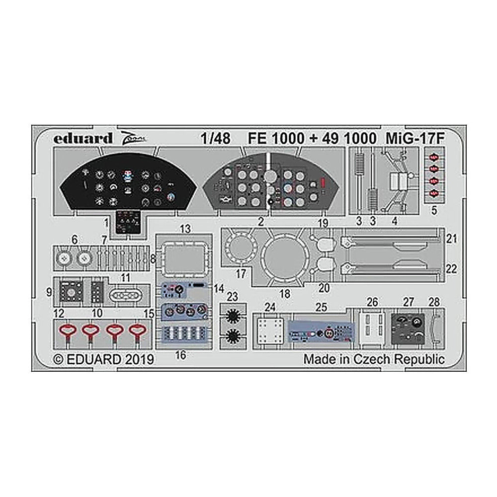 eduard fe1000 1 48 mig 17f for hobby boss photo etch detail set