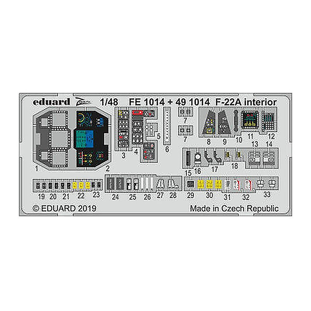 eduard fe1014 1 48 f 22a photo etch interior detail set for hasegawa