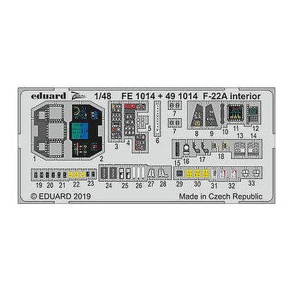 eduard fe1014 1 48 f 22a photo etch interior detail set for hasegawa