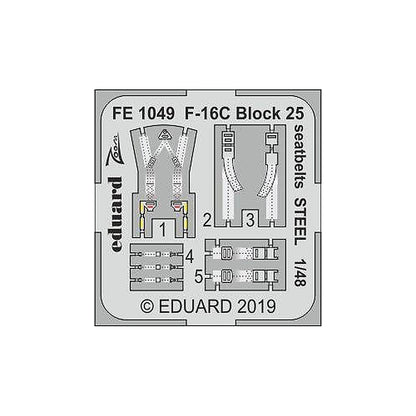 eduard fe1049 1 48 f 16c fighting falcon block 25 seatbelts steel