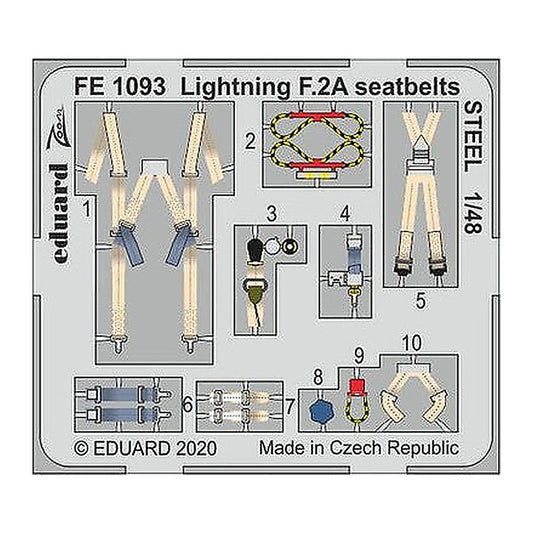 eduard fe1093 1 48 lightning f 2a seatbelts steel for airfix