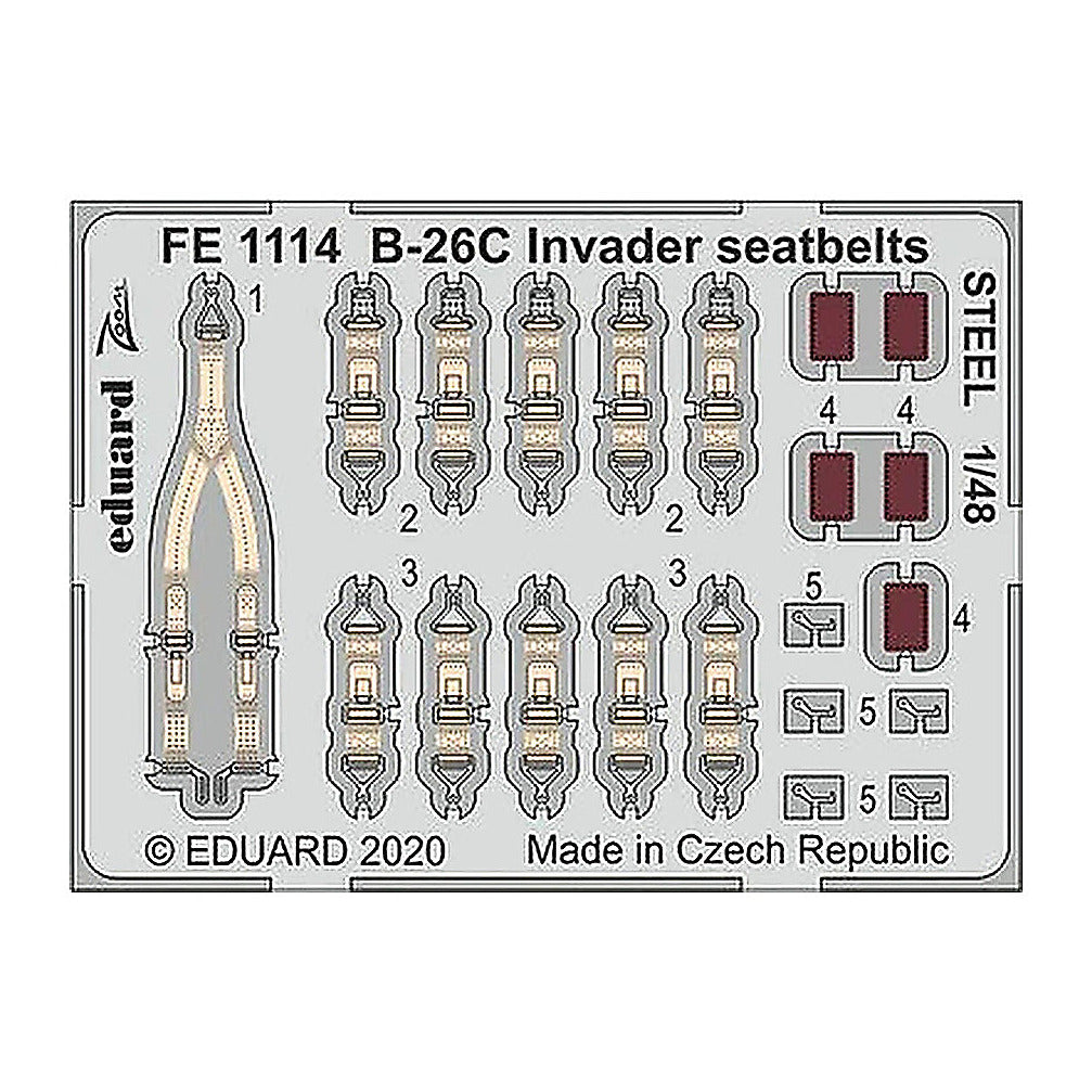 eduard fe1114 1 48 b 26c invader seatbelts steel photo etch for icm