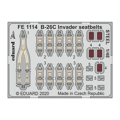 eduard fe1114 1 48 b 26c invader seatbelts steel photo etch for icm