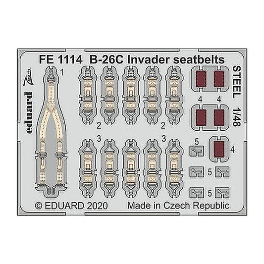 eduard fe1114 1 48 b 26c invader seatbelts steel photo etch for icm
