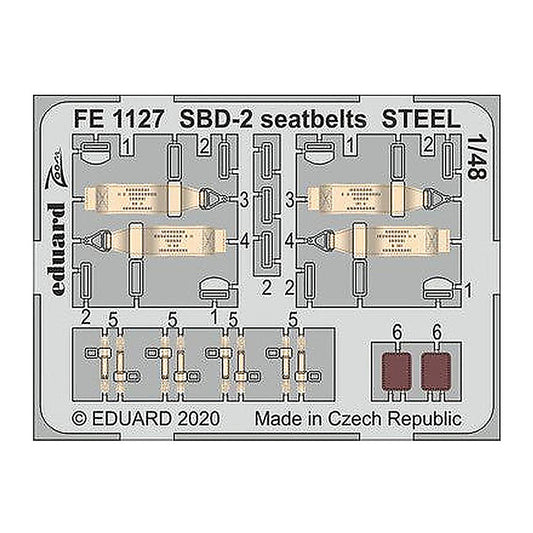 eduard fe1127 1 48 sbd 2 seatbelts steel photo etch for academy