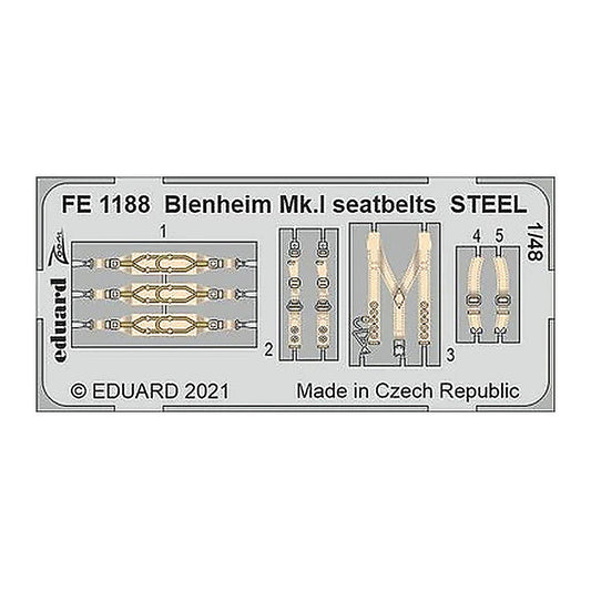 eduard fe1188 1 48 blenheim mk i seatbelts steel for airfix