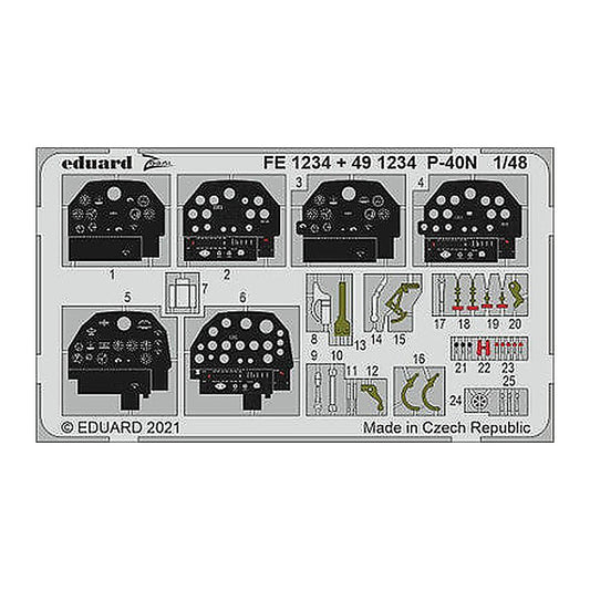eduard fe1234 1 48 p 40n photo etch interior detail set for academy