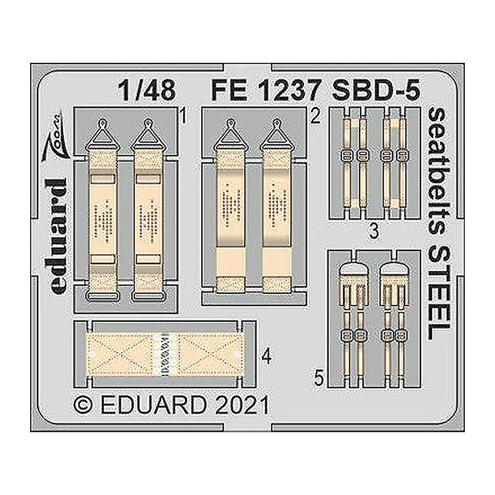 eduard fe1237 1 48 sbd 5 seatbelts steel photo etch for revell