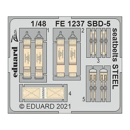 eduard fe1237 1 48 sbd 5 seatbelts steel photo etch for revell
