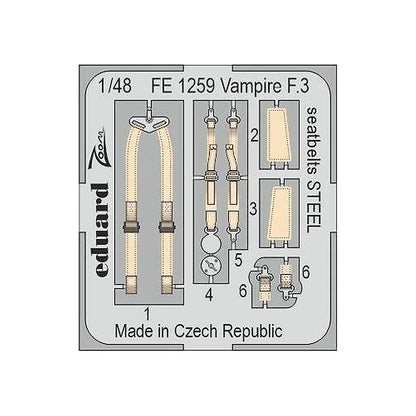 eduard fe1259 1 48 vampire f 3 seatbelts steel for airfix