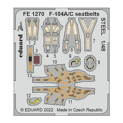 eduard fe1270 1 48 f 104a c seatbelts steel for kinetic