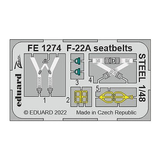 eduard fe1274 1 48 f 22a seatbelts steel photo etch for ilovekit