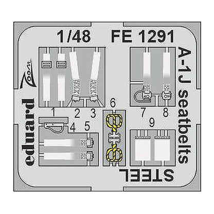 eduard fe1291 1 48 a 1j seatbelts steel for tamiya