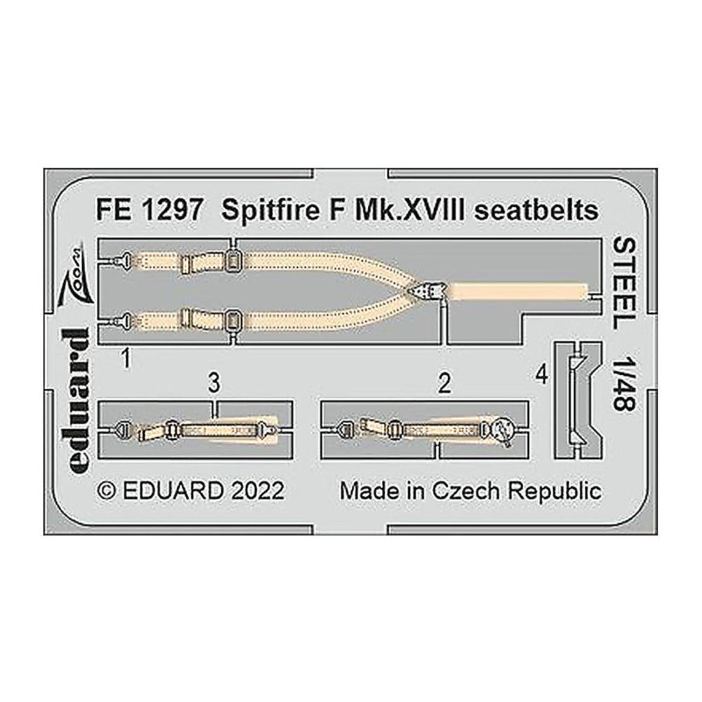 eduard fe1297 1 48 spitfire f mk xviii seatbelts steel for airfix