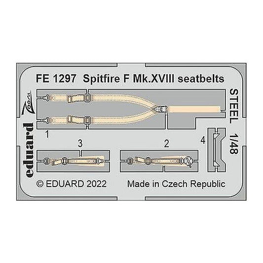 eduard fe1297 1 48 spitfire f mk xviii seatbelts steel for airfix