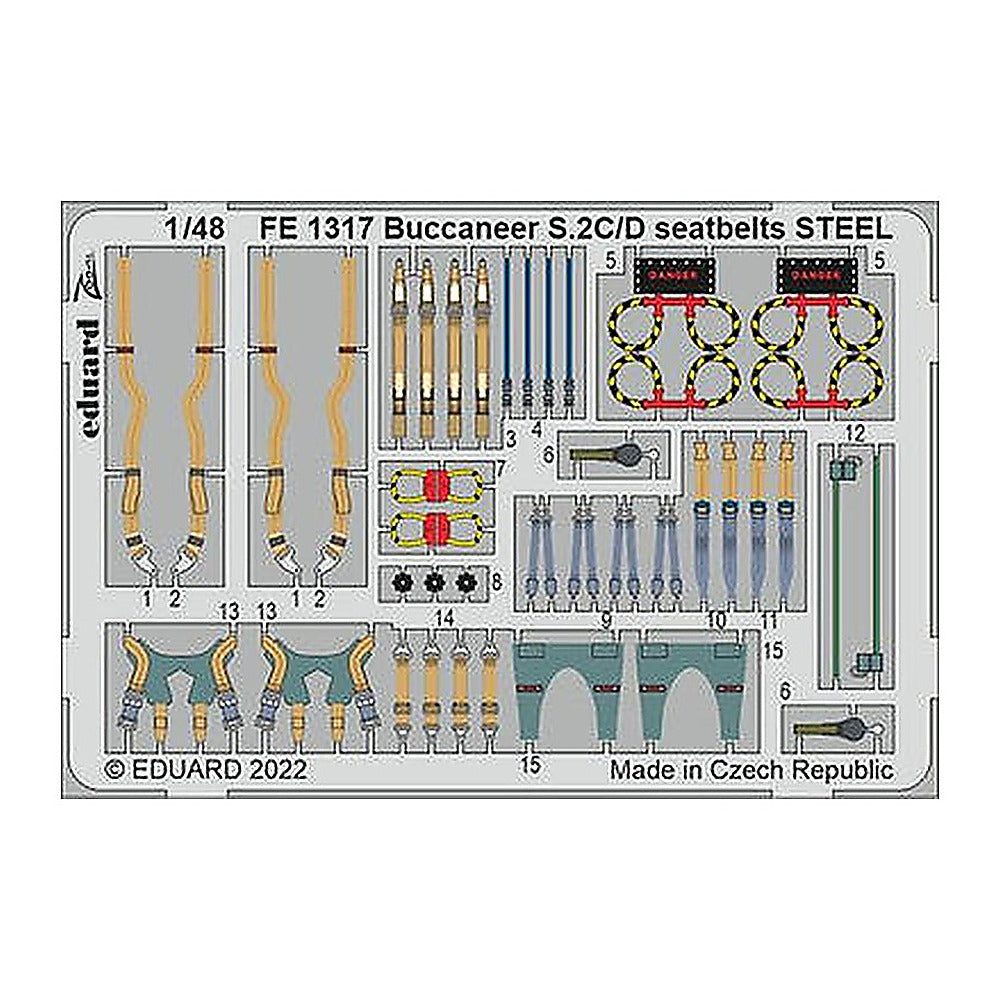 eduard fe1317 1 48 buccaneer s 2c d seatbelts steel for airfix