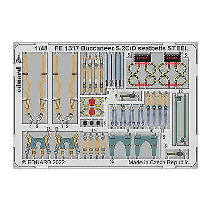 eduard fe1317 1 48 buccaneer s 2c d seatbelts steel for airfix