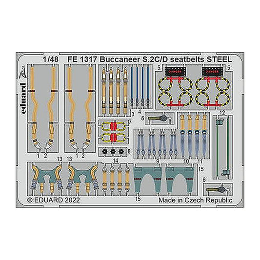 eduard fe1317 1 48 buccaneer s 2c d seatbelts steel for airfix