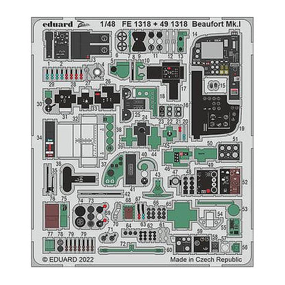 eduard fe1318 1 48 beaufort mk i for icm photo etch detail set