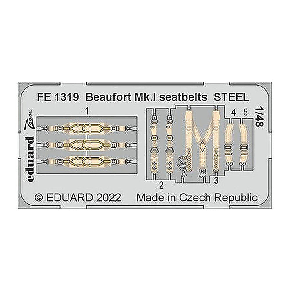 eduard fe1319 1 48 beaufort mk i seatbelts steel for icm