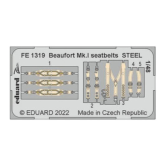 eduard fe1319 1 48 beaufort mk i seatbelts steel for icm