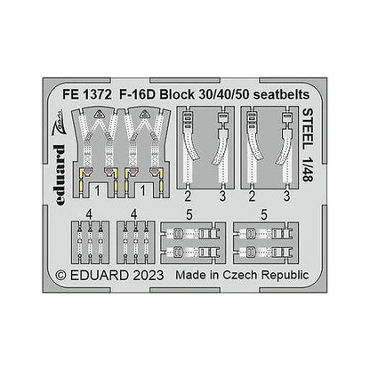 eduard fe1372 1 48 f 16d block 30 40 50 seatbelts steel for kinetic