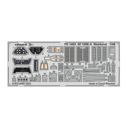eduard fe1403 1 48 bf 109e 4 weekend zoom set zoom photo etch set