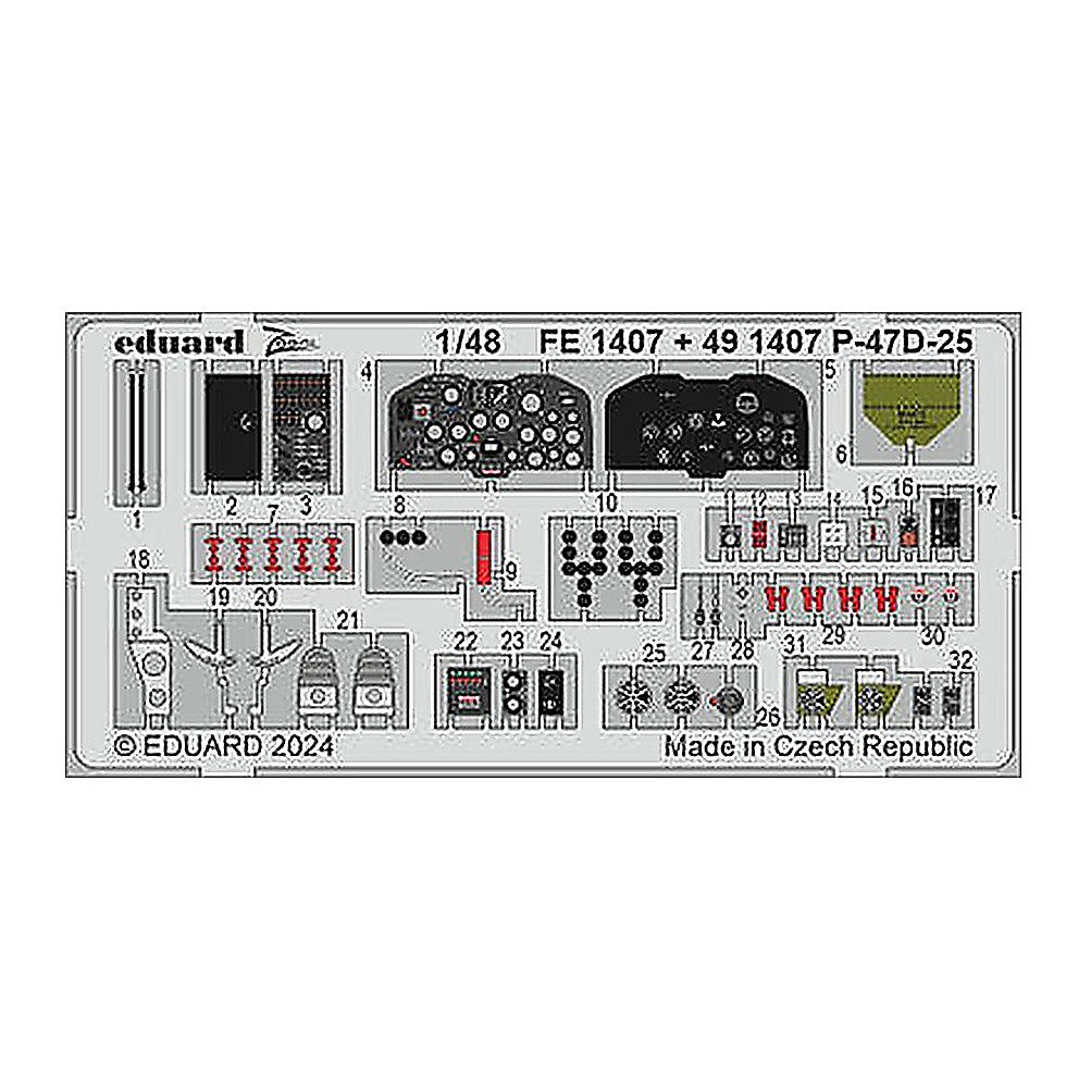 eduard fe1407 1 48 p 47d 25 fe1407 zoom set zoom photo etch set